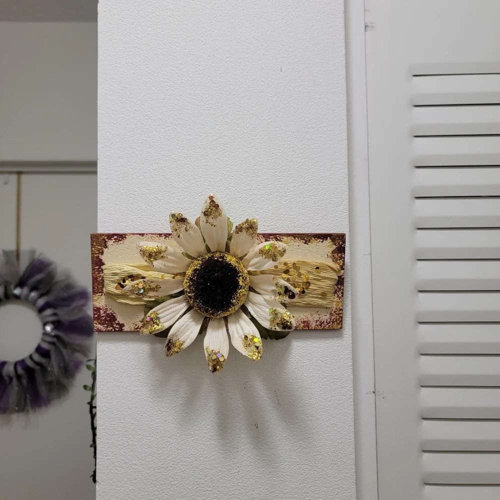 Countrycore Thanksgiving Glitter Sunflower Wood Fall Autumn Wall Decor H…